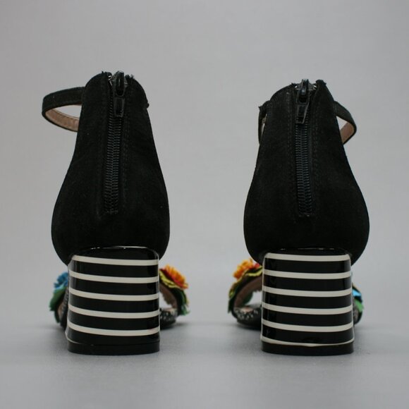 Betsey Johnson Ladies 6.5 Lore Floral Flowers Rear-zip Block Heels Sandals Shoes - Picture 3 of 12